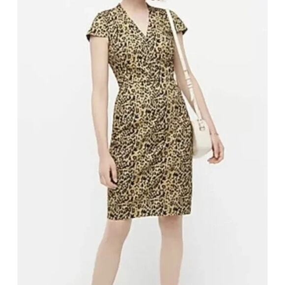 J. Crew Leopard Print V-Neck Cap Sleeve Shift Dress Size 8 - Picture 1 of 13